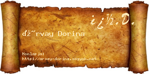 Árvay Dorina névjegykártya